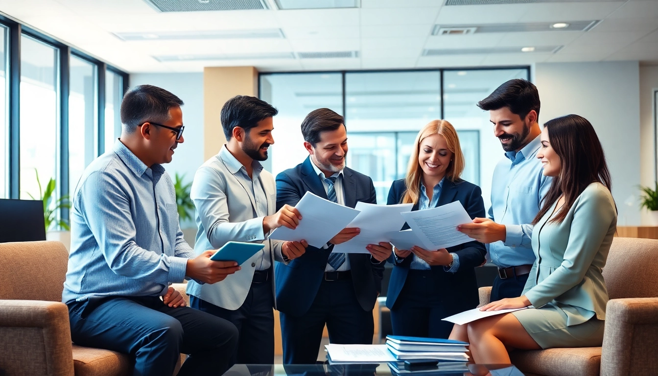 Showcasing a diverse team in an office focusing on multi-state title and escrow services for real estate.