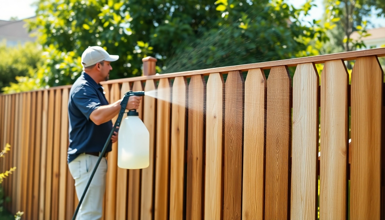 Fencing Cleaning process demonstrated by a homeowner in a yard.