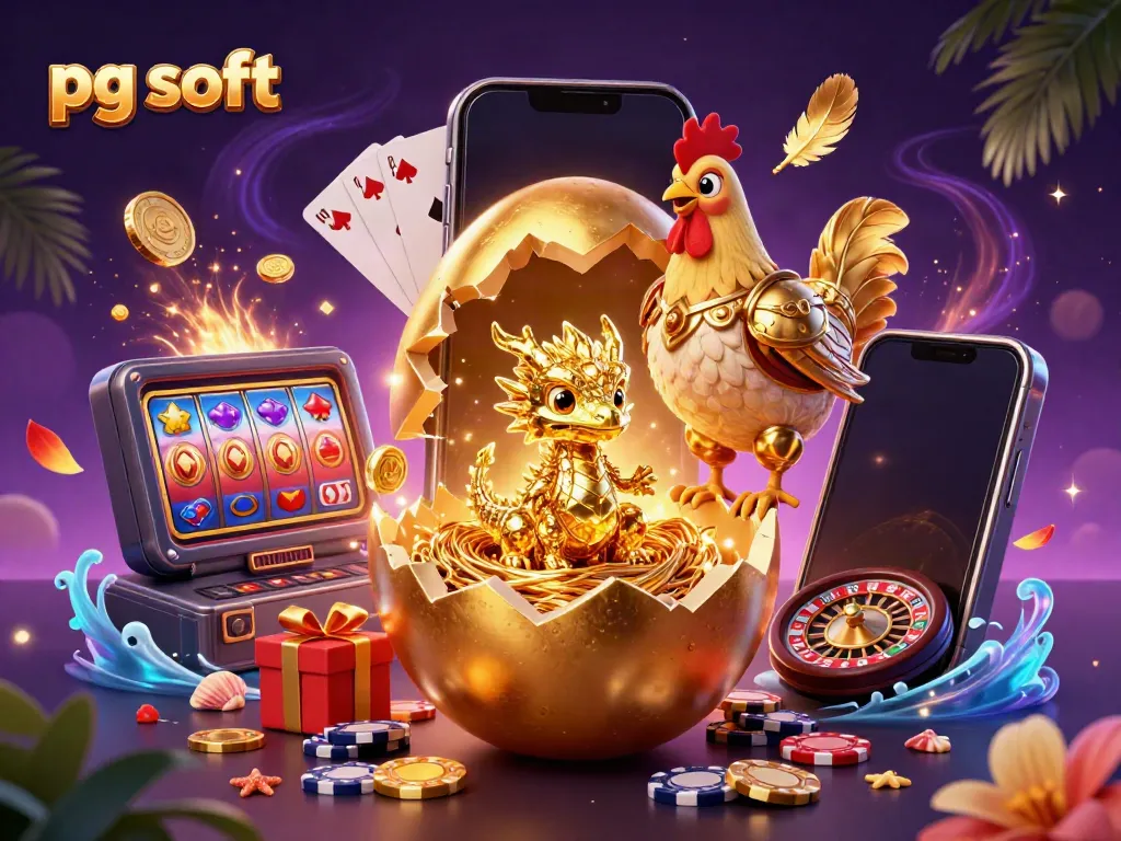 Menangkan keberuntungan dengan pg soft dikelilingi karakter kasino dan elemen permainan slot yang megah