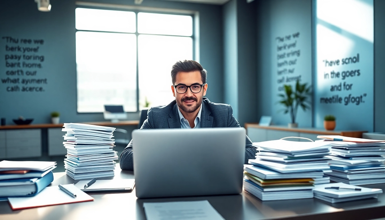 Secure same day merchant cash advance with a focused entrepreneur in a modern office.