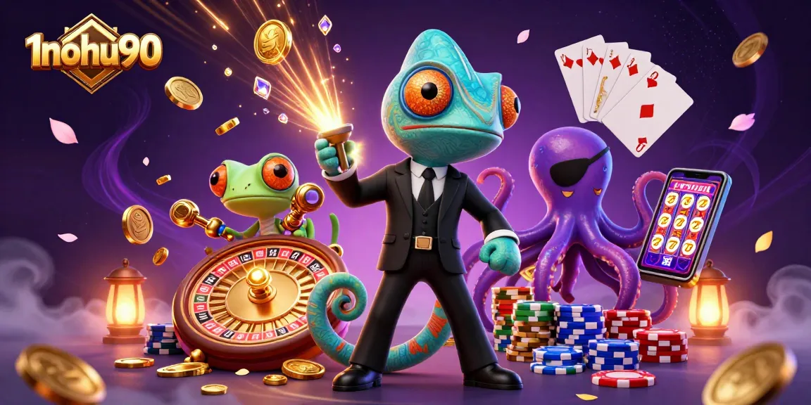 Experience thrilling gaming action with 1nohu90's vibrant casino illustration featuring jackpot elements.