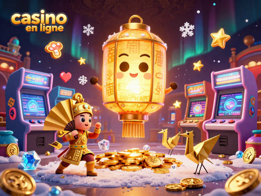 Faites l'expérience du casino en ligne avec des jeux animés, de l'or et des symboles de chance.