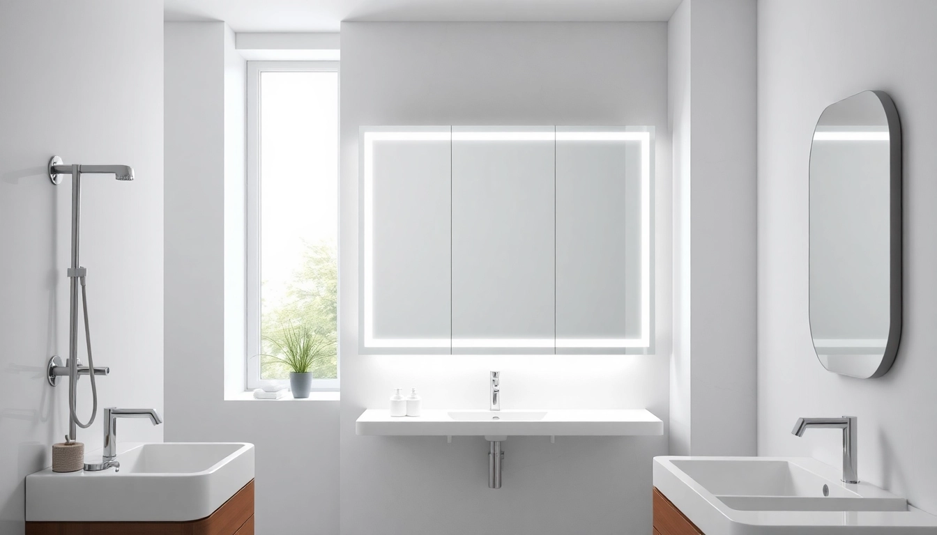 Spiegelschrank Bad mit elegantem Design und sanfter Beleuchtung im modernen Badezimmer.