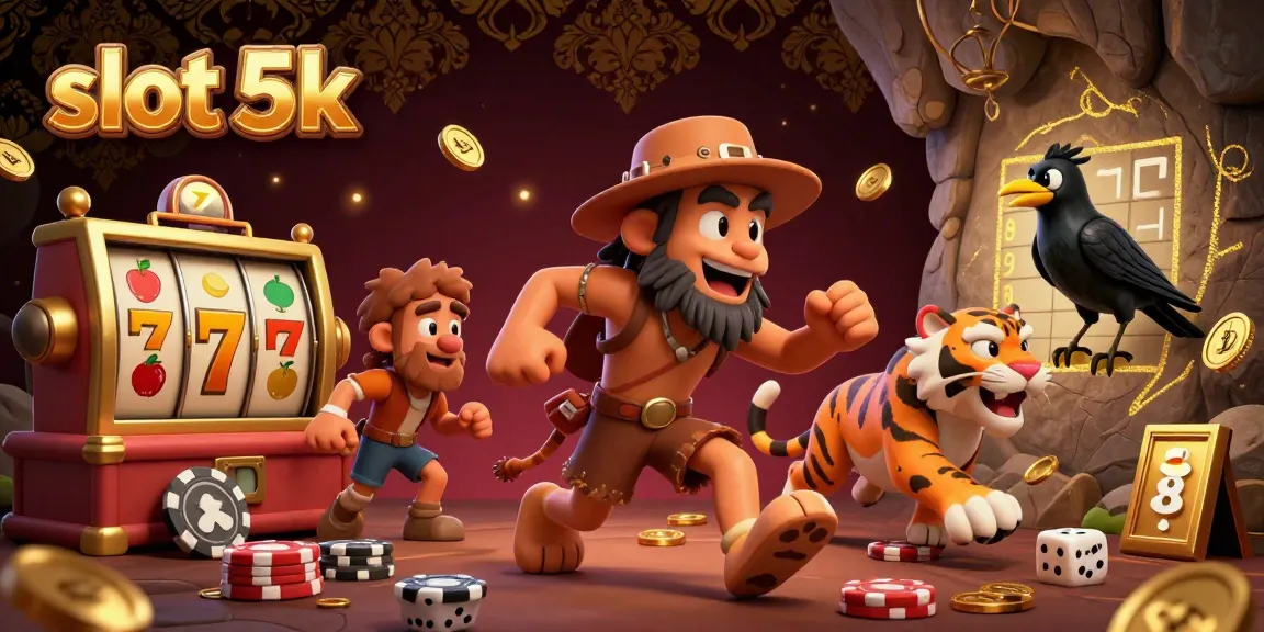 Engage in thrilling gameplay at slot 5k with a captivating 3D casino scene featuring prehistoric characters.
