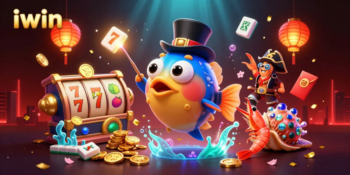 Spin the reels with iwin's captivating characters in a vibrant casino scene filled with treasures.