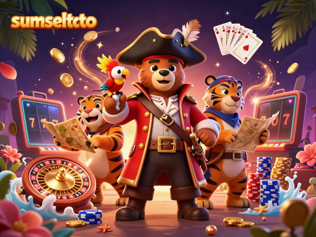 Engage in thrilling gameplay with sumseltoto's vibrant 3D casino scene featuring exciting characters and winnings.