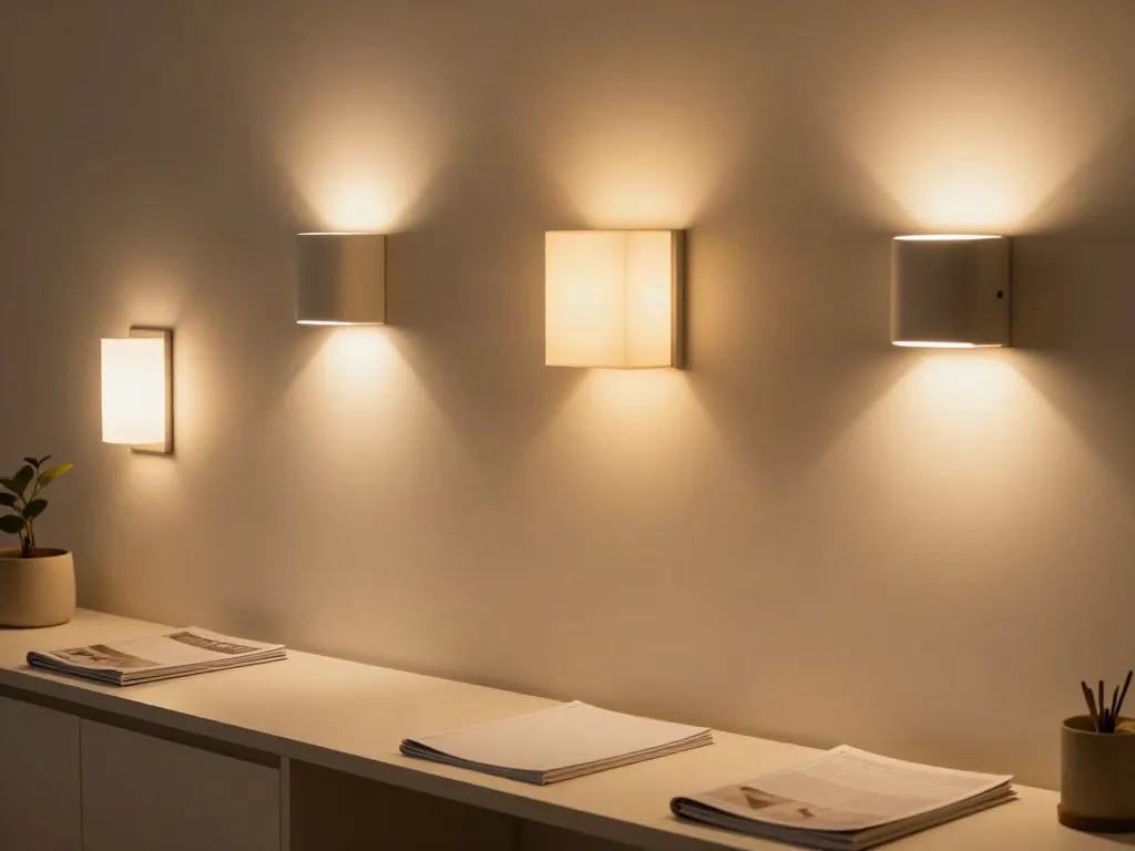 Aplice LED moderne și eficiente într-un magazin local de iluminat, exemplificând produse de calitate pentru clienți.