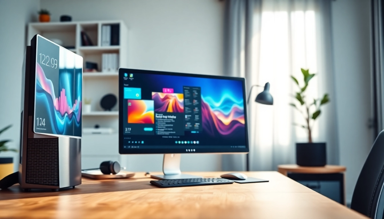 Ανακύκλωση και ανακαίνιση υπολογιστών refurbished pc σε γραφείο με φωτεινή ατμόσφαιρα.