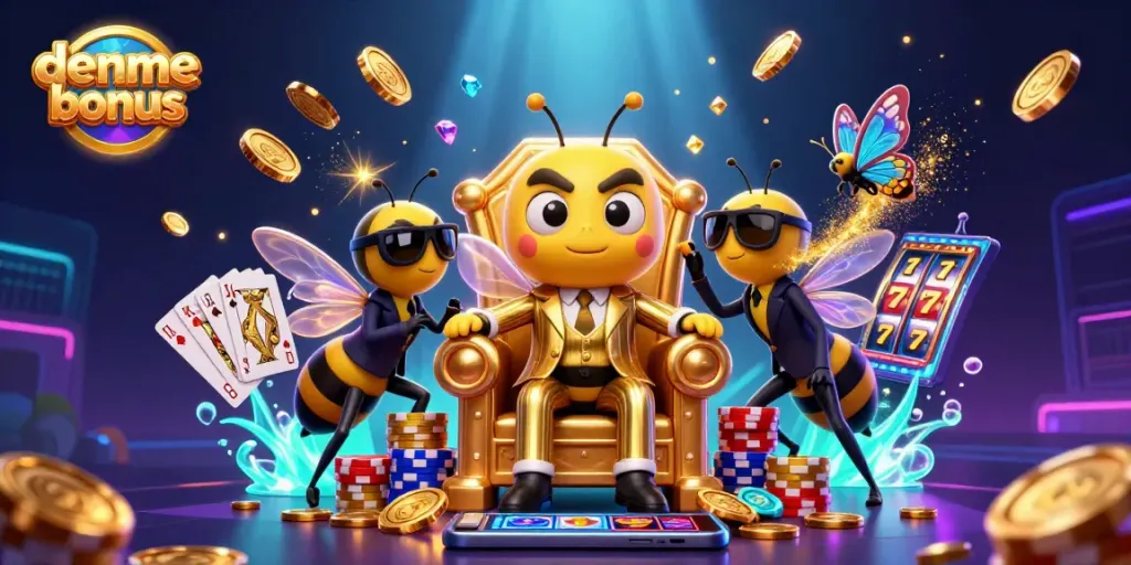 Experience the thrill of deneme bonus with vibrant casino action packed with slots, poker, and glimmering coins.