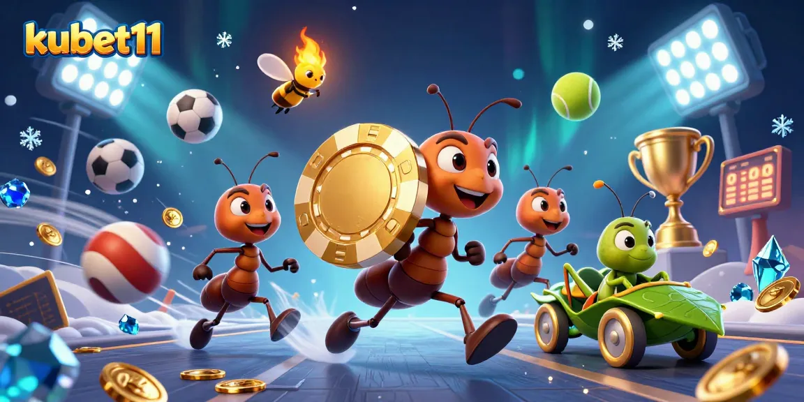 Engage with kubet11 by watching ants execute a heist for a massive golden poker chip.