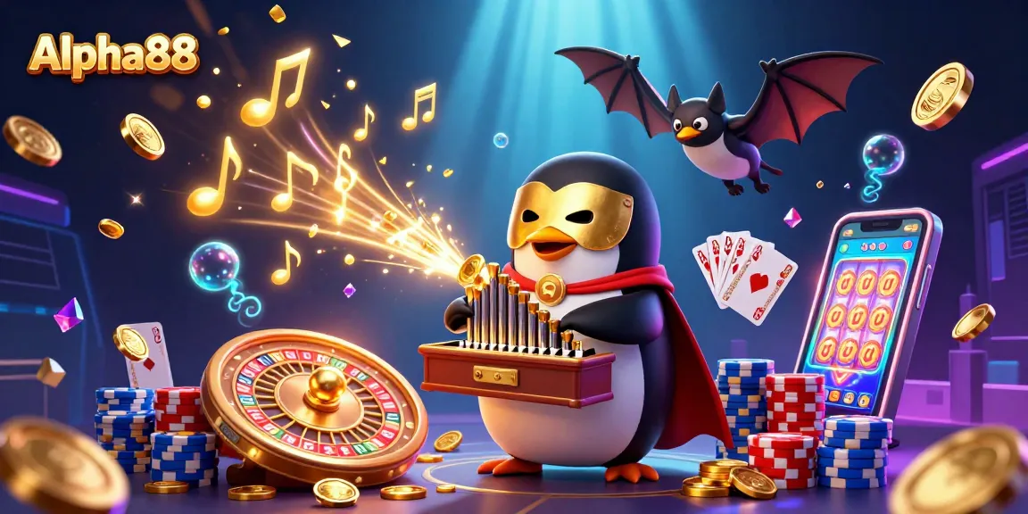 Alpha88's thrilling experience brought to life with vibrant characters and casino excitement.