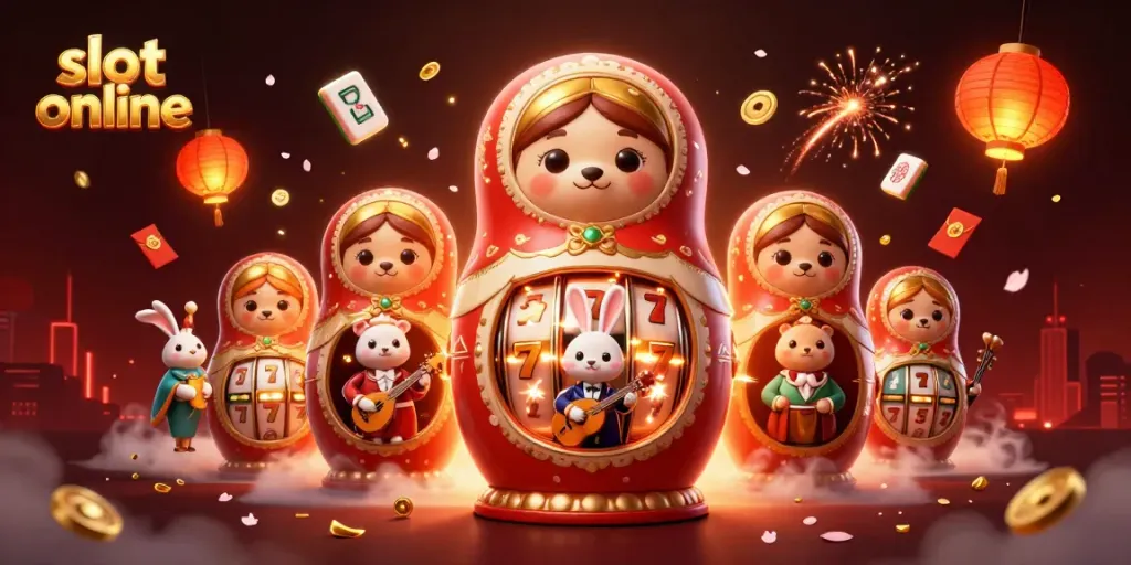 Slot online yang menyenangkan dengan karakter kasino ceria dan elemen keberuntungan lainnya.