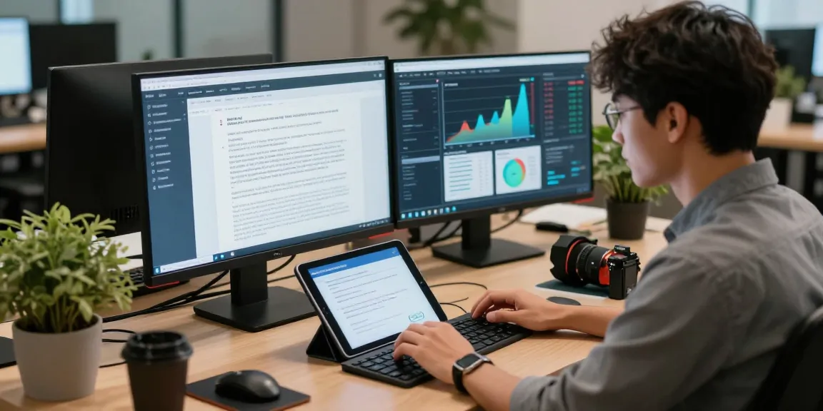 Analyst using document fraud detection software in a modern office setting.