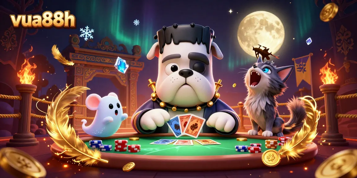 Engage with the vibrant action at vua88h, featuring a spooky casino scene complete with unique gaming characters.
