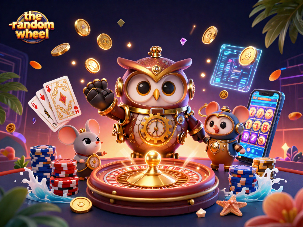 Spin and win with the-random-wheel, featuring a vibrant 3D casino scene.