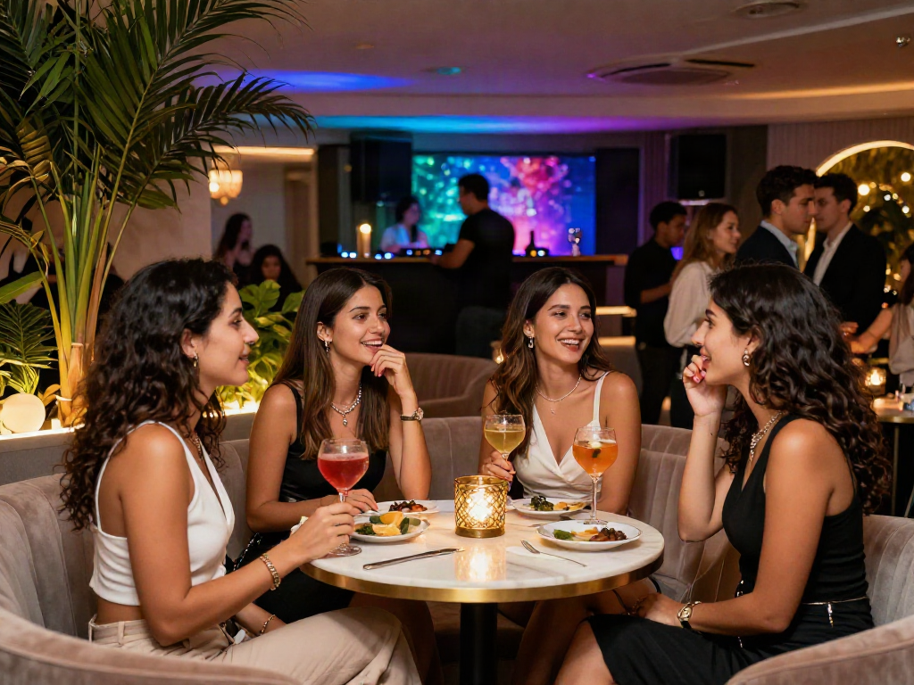 Maltepe escortları şık bir lounge'da sosyal ortamlarda keyif alırken.