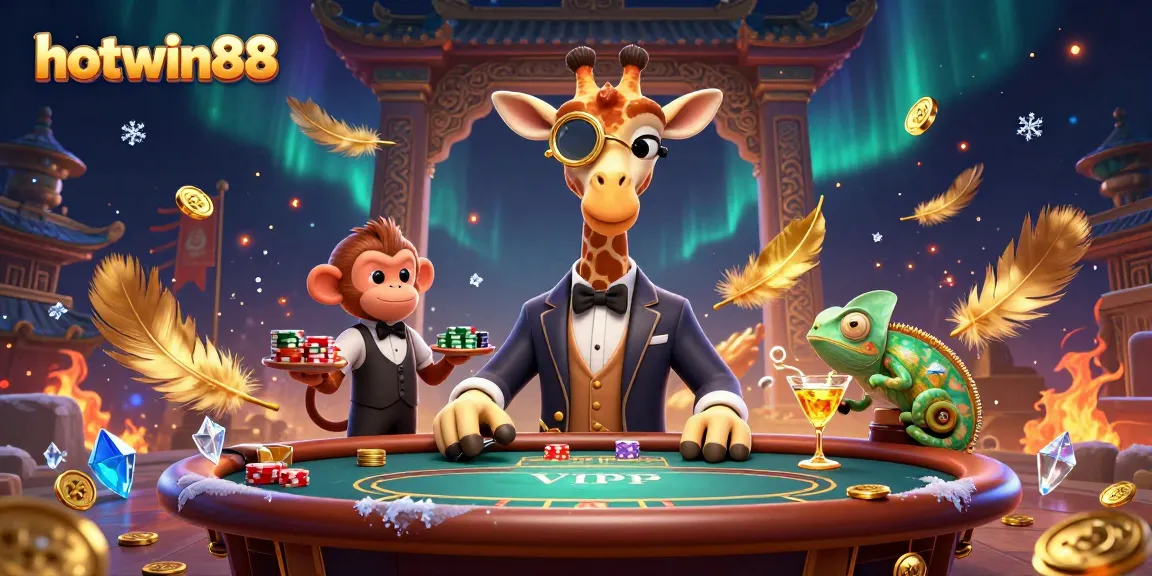 Experience the excitement of hotwin88 with a vibrant 3D casino scene featuring animated characters and dynamic game elements.