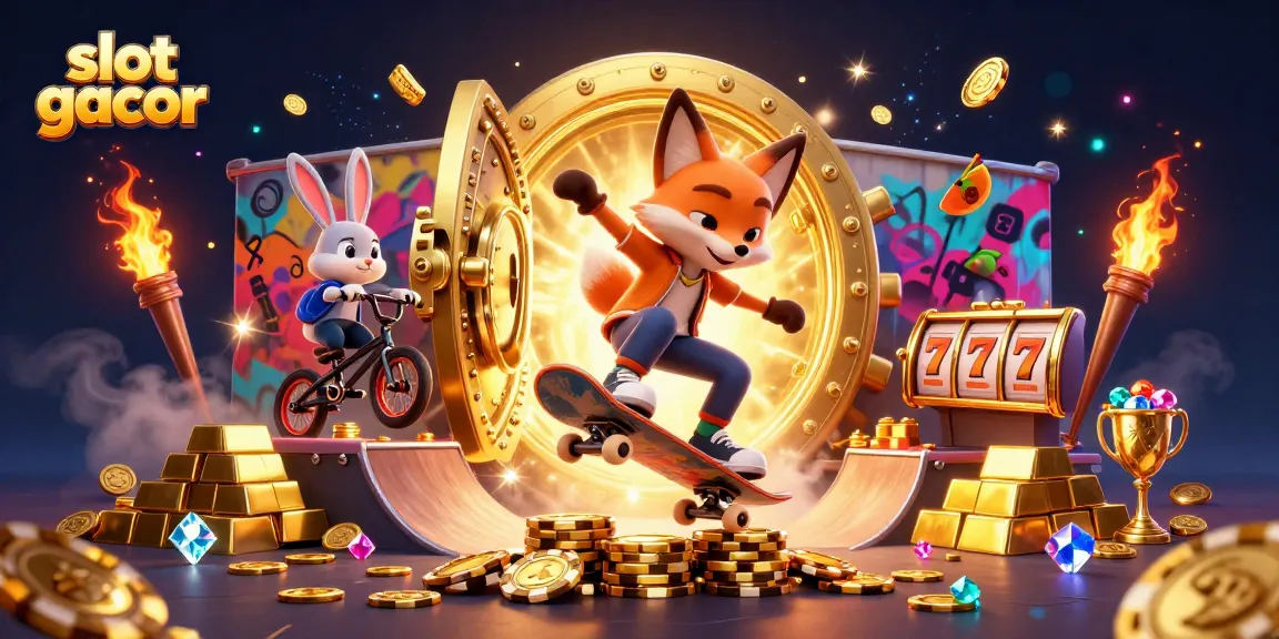 Spin the reels and win big with slot gacor - vibrant 3D illustration depicting lucky symbols.