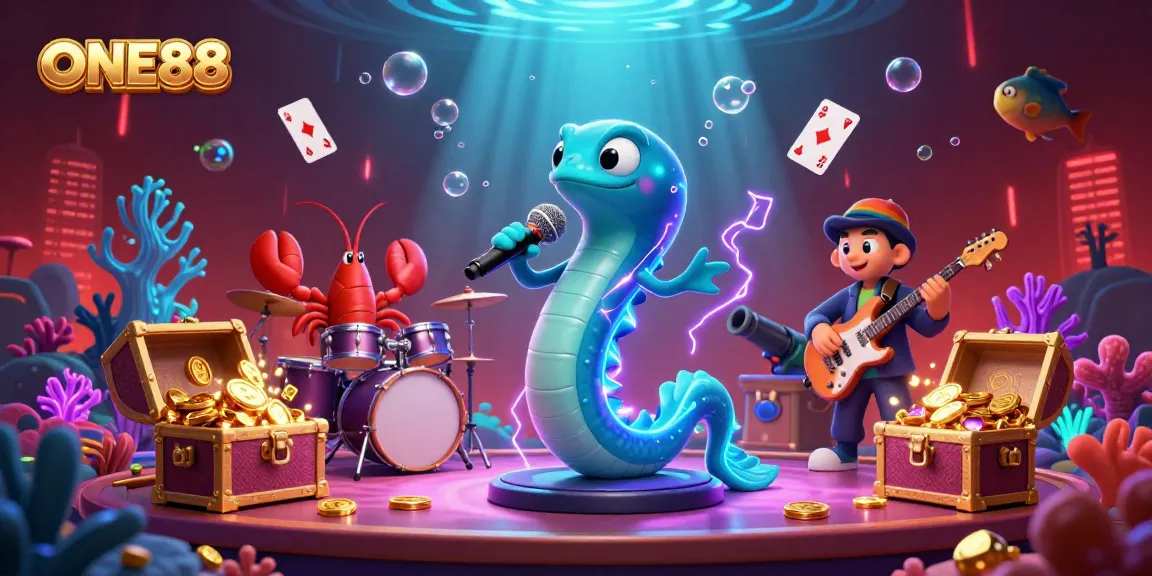 Engage in thrilling underwater casino adventures with ONE88's vibrant gaming scene featuring eclectic characters.