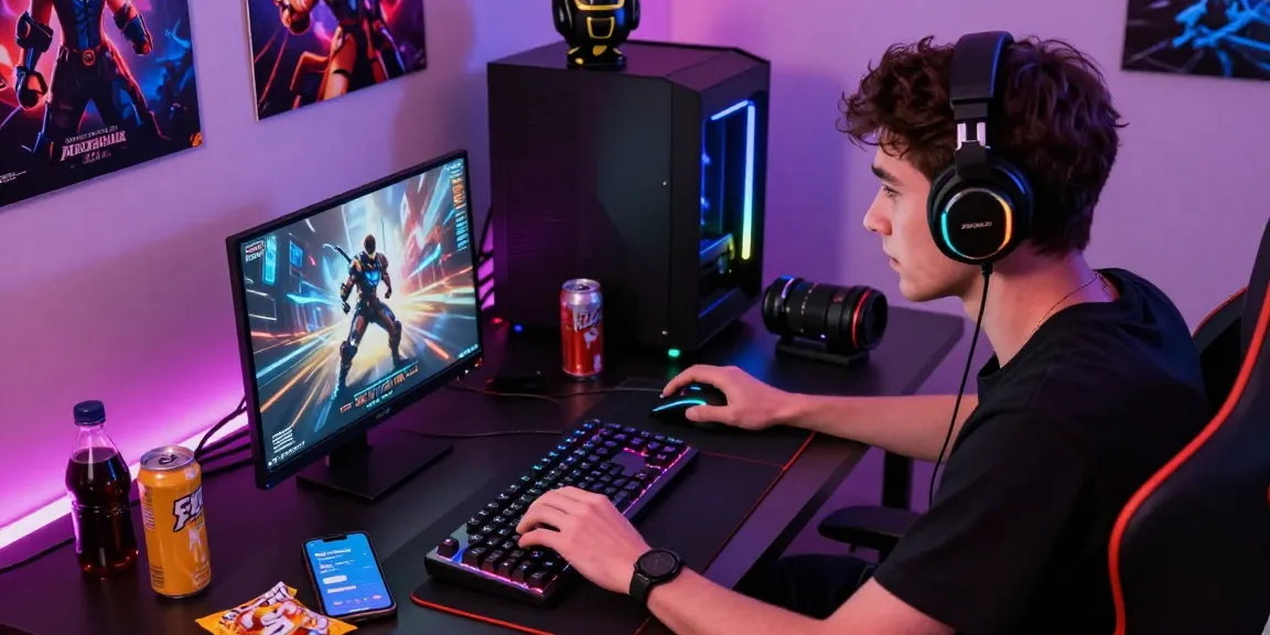 Pengalaman bermain game online di Situs LUXURY777 dengan aksesori gaming dan suasana menarik