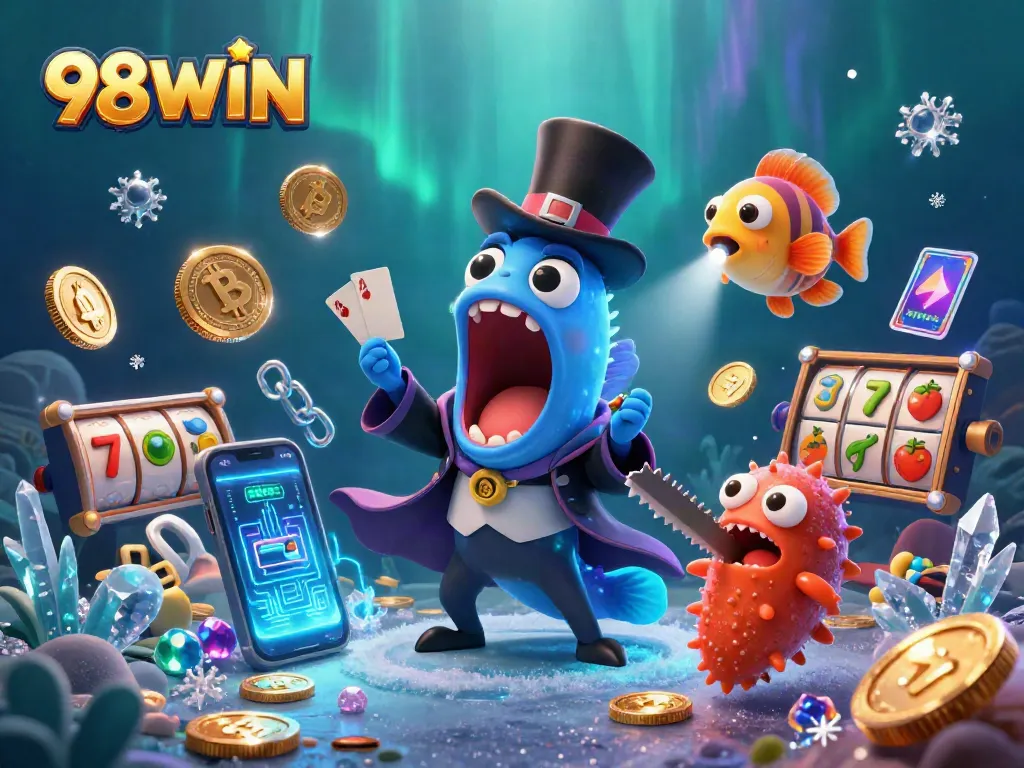 Experience thrilling gameplay at 98WIN with vibrant characters and dynamic casino elements.