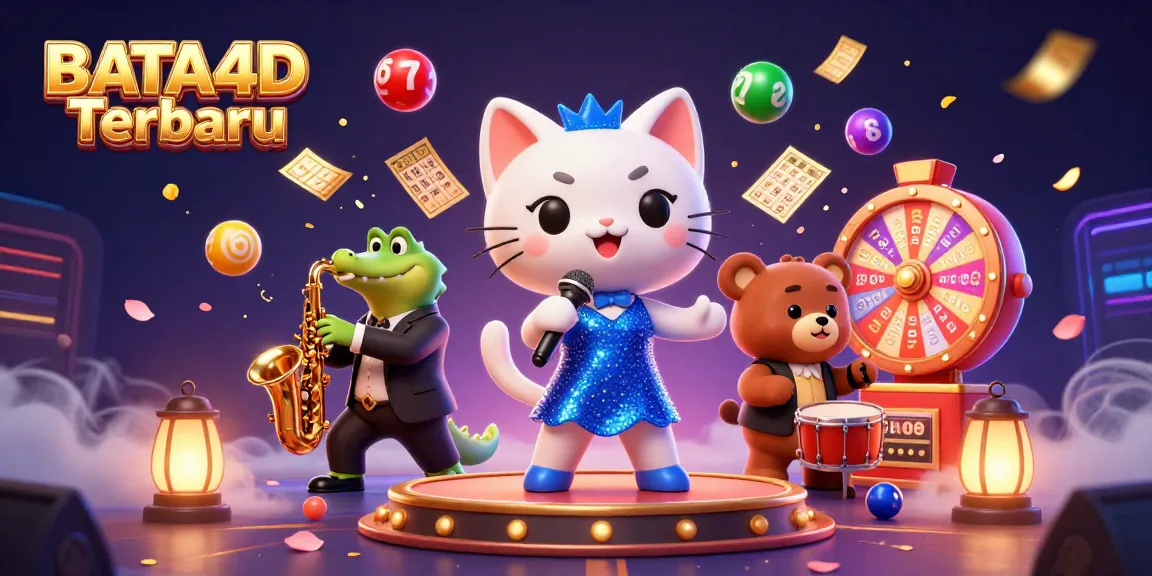 BATA4D Terbaru showcases an energetic online casino scene with lively characters and gambling elements.