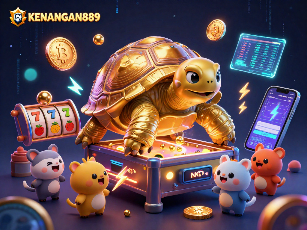 Play exciting slots at KENANGAN889 with vibrant cartoon animals enjoying the game.