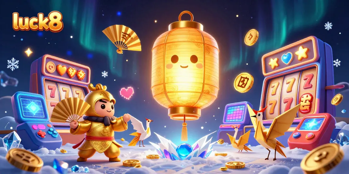 Experience excitement at luck8 casino with vibrant slot games and golden elements illuminating the scene.