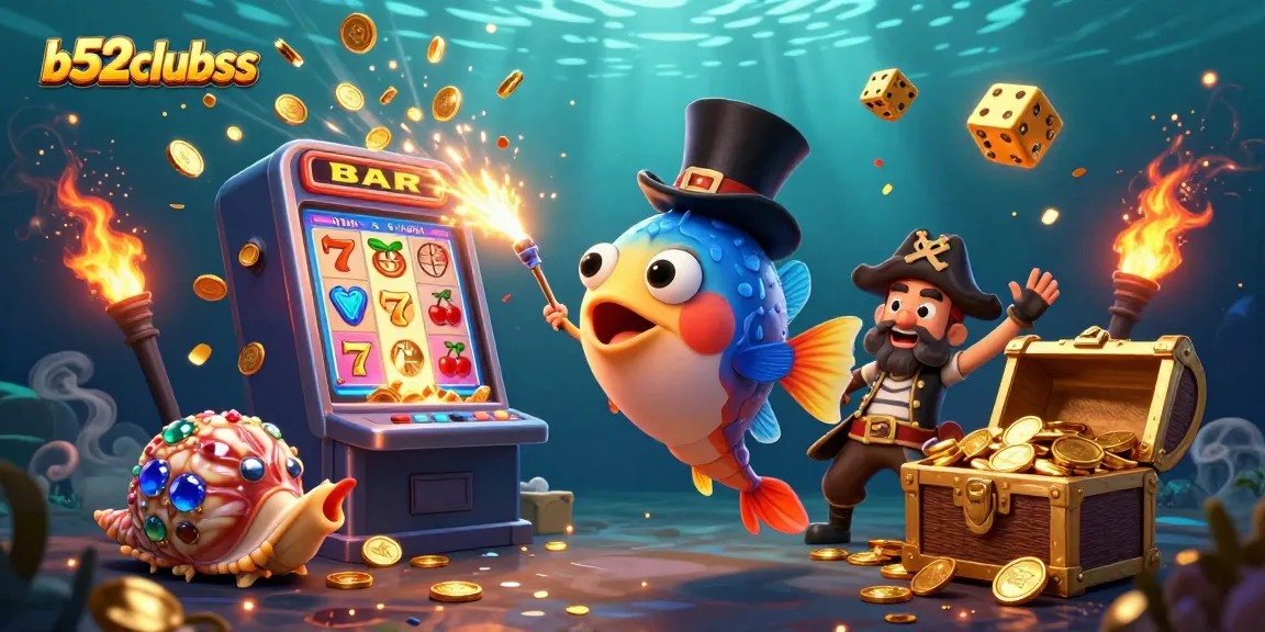 Win big at b52clubss with a vibrant illustration of a deep-sea adventure featuring unique characters and exciting jackpots!