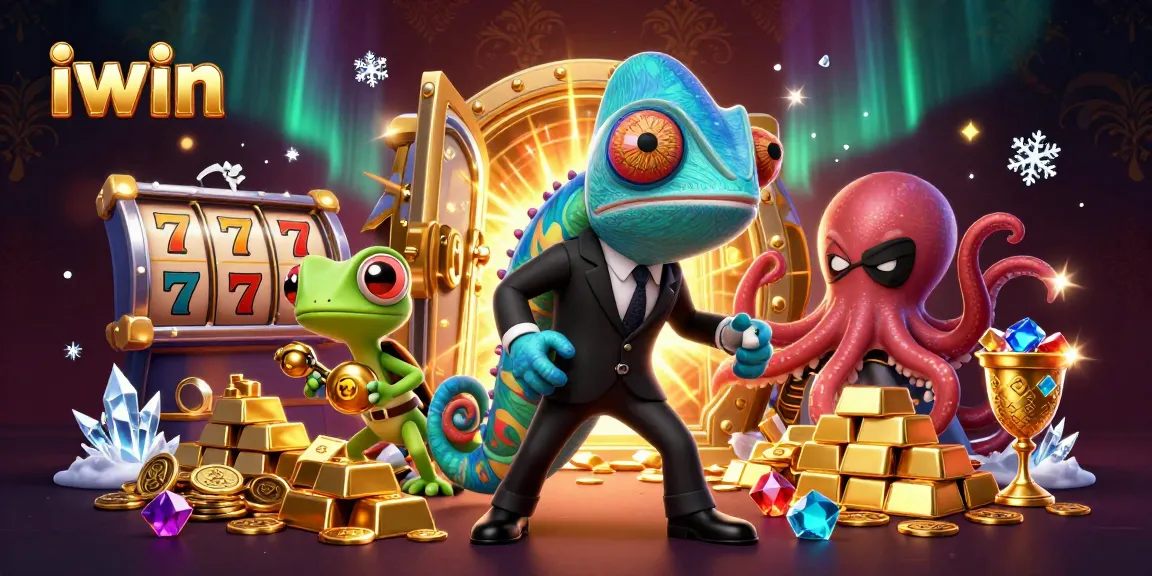 Spin the reels and uncover riches with iwin in this vibrant casino illustration