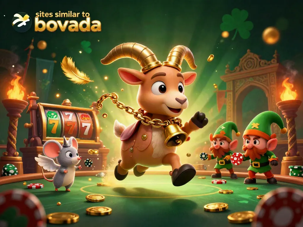 Experience sites similar to bovada featuring a dynamic 3D casino scene with festive characters.