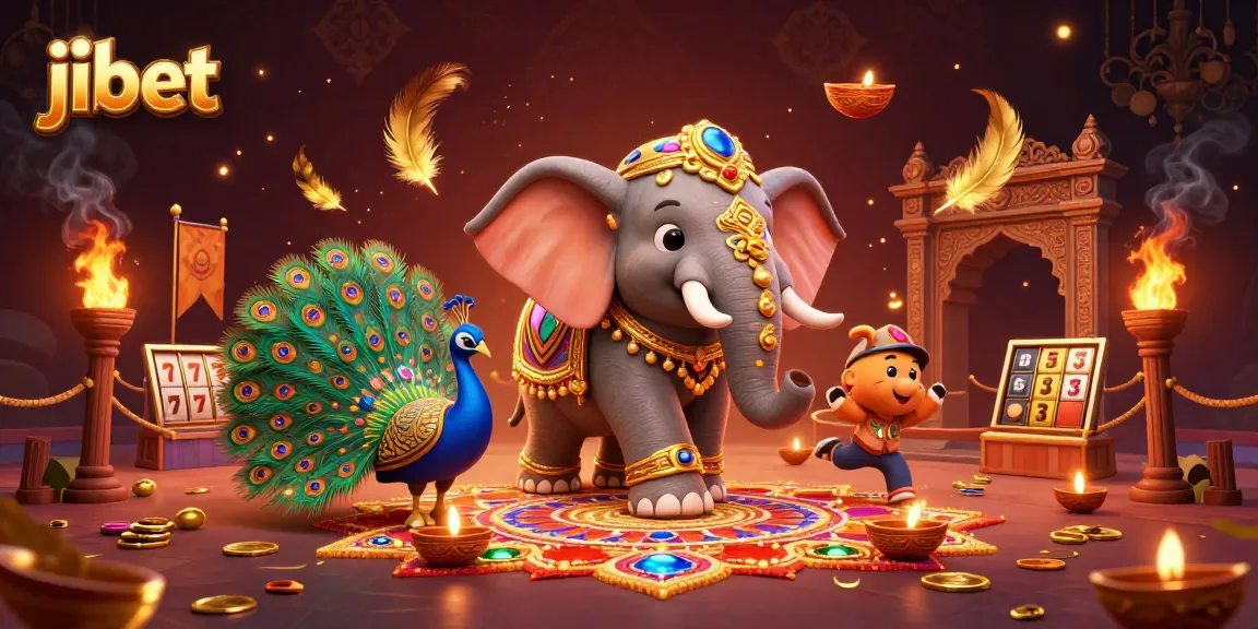 Experience the thrill of jibet with a mystical Diwali-themed casino scene featuring vibrant characters and dynamic game elements.