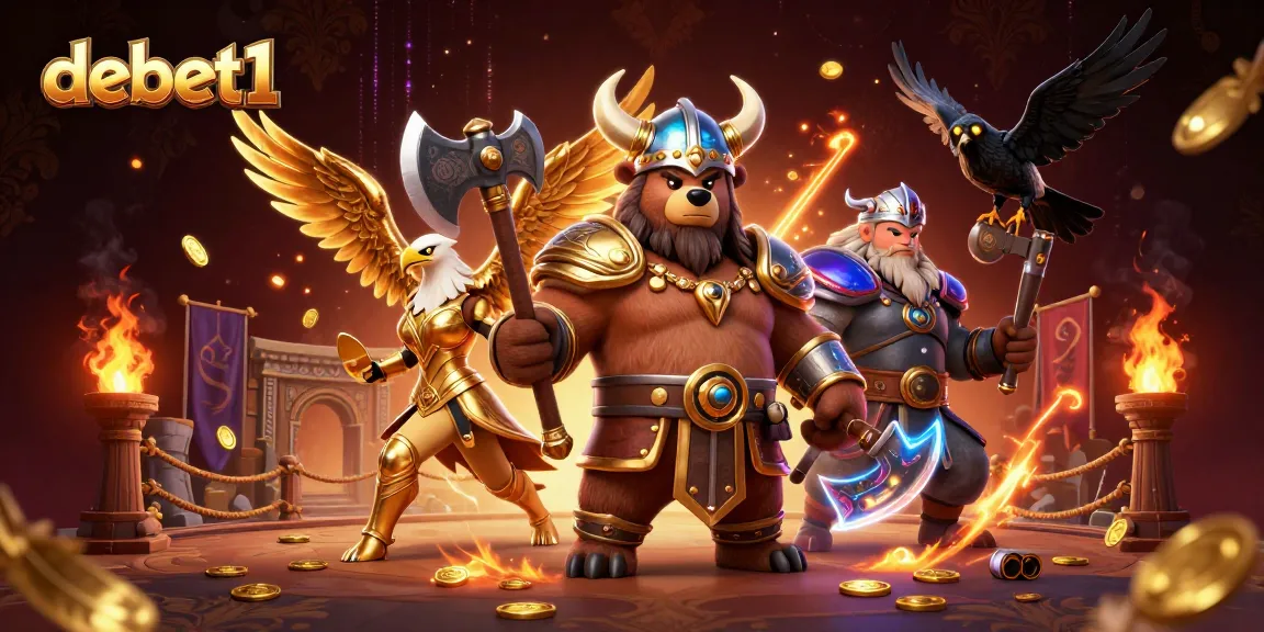 Join the action at debet1 with a Viking berserker, Valkyrie eagle, and Odin's ravens in a dynamic casino scene.