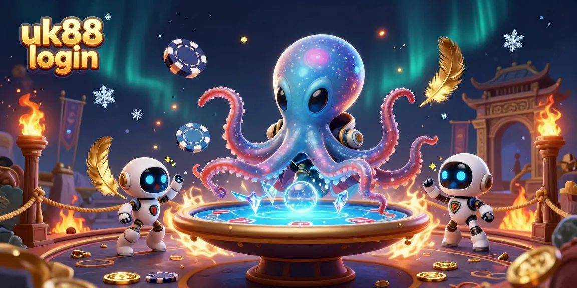 Engage with thrilling games at uk88 login featuring an alien octopus dealing poker in space.