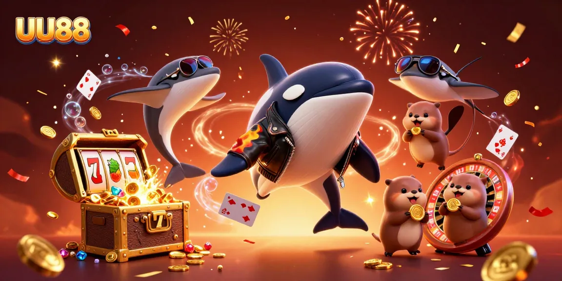 Experience the excitement of UU88's thrilling casino action with vibrant characters celebrating in an underwater world.