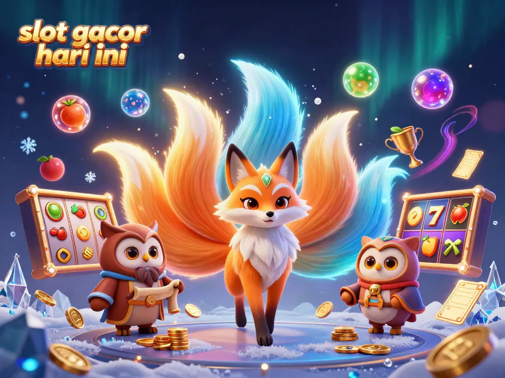 Experience the thrill of 'slot gacor hari ini' with a colorful scene of fantasy characters amidst slot game excitement.