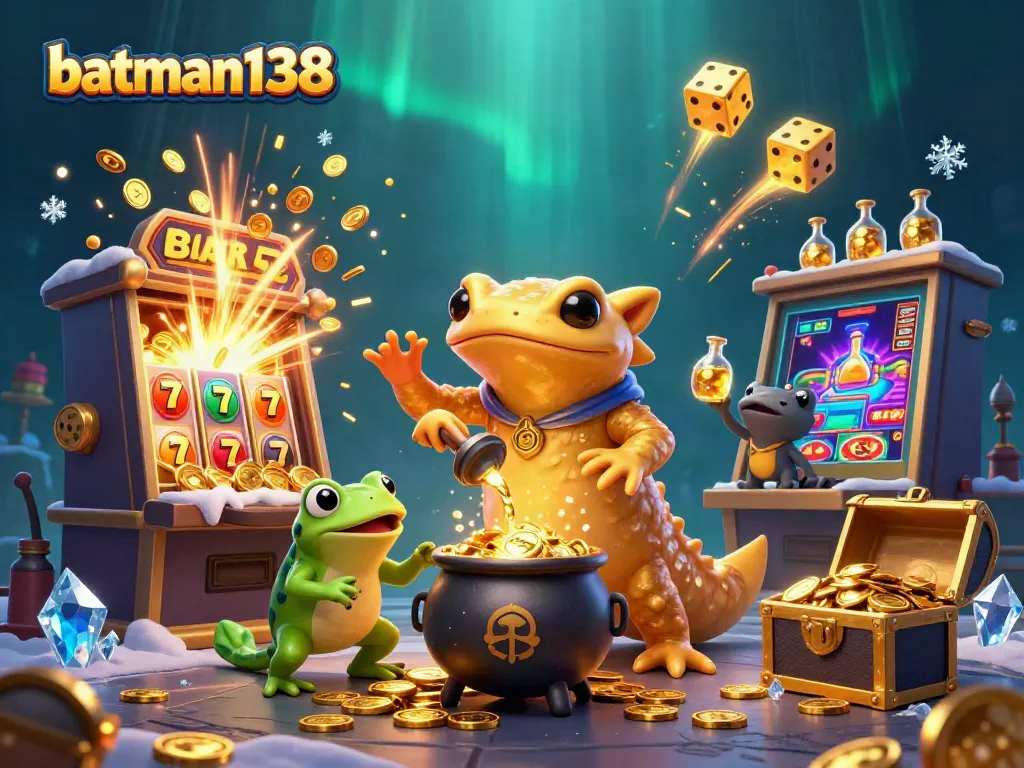 Experience the excitement of batman138 with a dynamic scene of gold coins and jackpot elements.