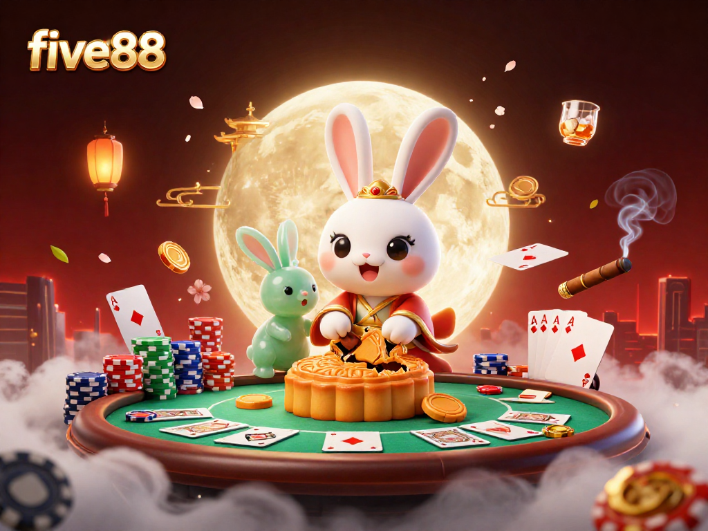 Experience thrilling gaming at five88 with the moon rabbit as it reveals hidden poker chips.