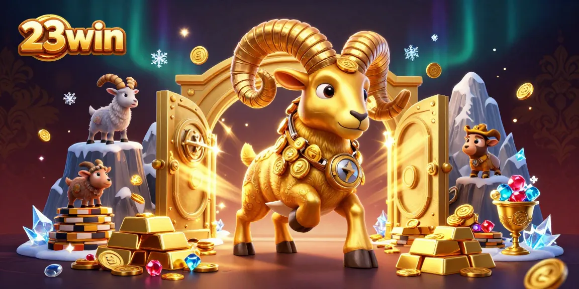 23win delivers a vibrant casino adventure with golden ram and treasure in a rich dynamic scene.