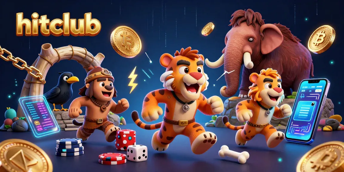hitclub offers thrilling casino experiences with engaging characters in a vibrant 3D illustration.