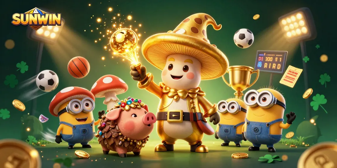 SUNWIN showcases a magical scene with characters and sports elements for an engaging gambling experience.