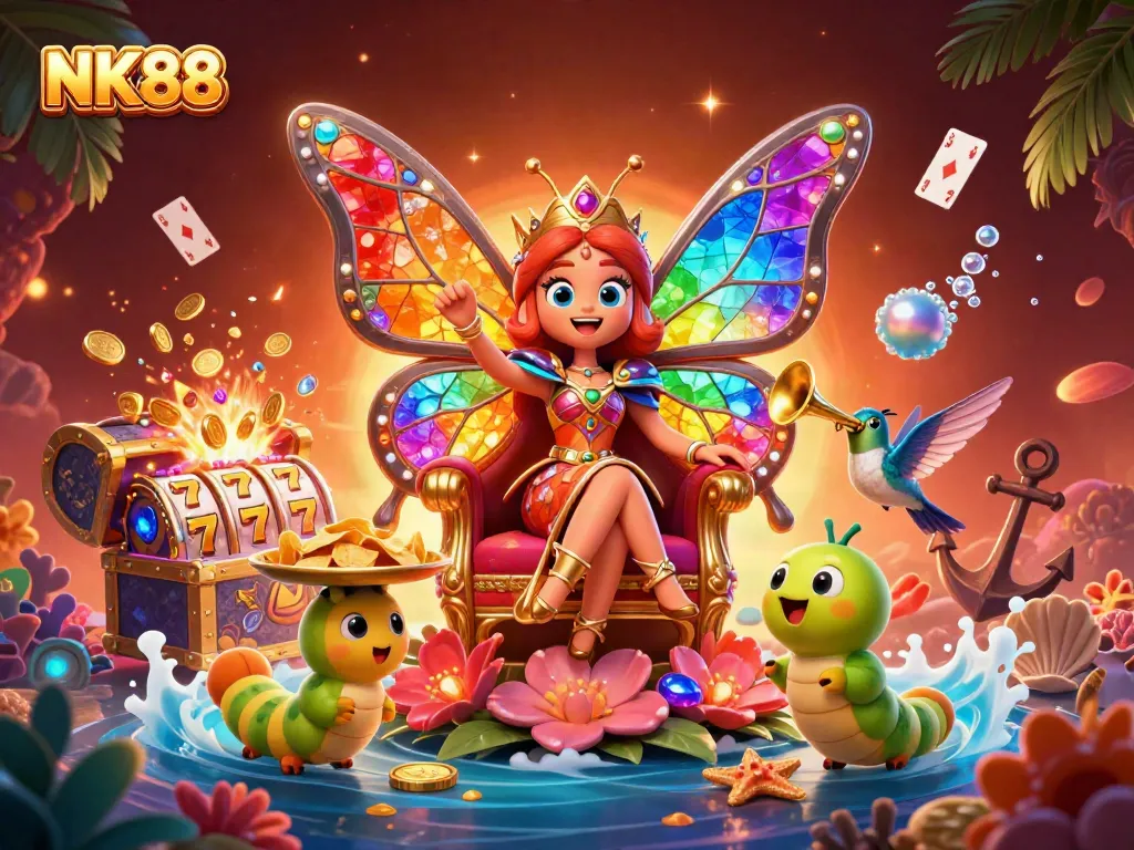 Experience the thrill of NK88 slots and gaming with vibrant characters and dynamic casino elements.