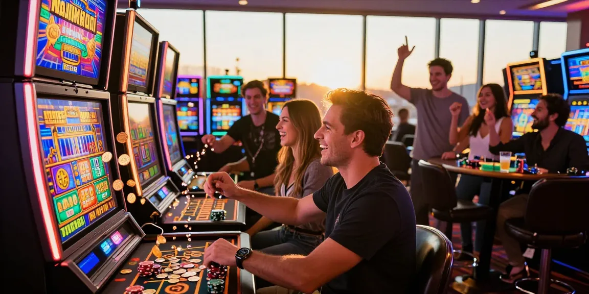 M98 สล๊อตเว็บตรง player enjoying vibrant casino slot machine action.